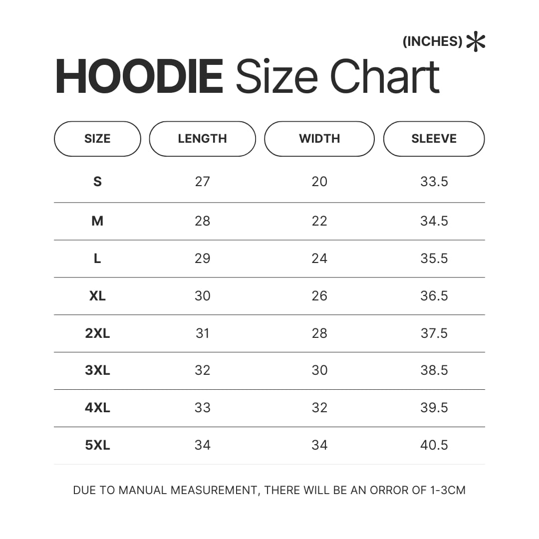 Hoodie Size Chart - Eighty Six Merch